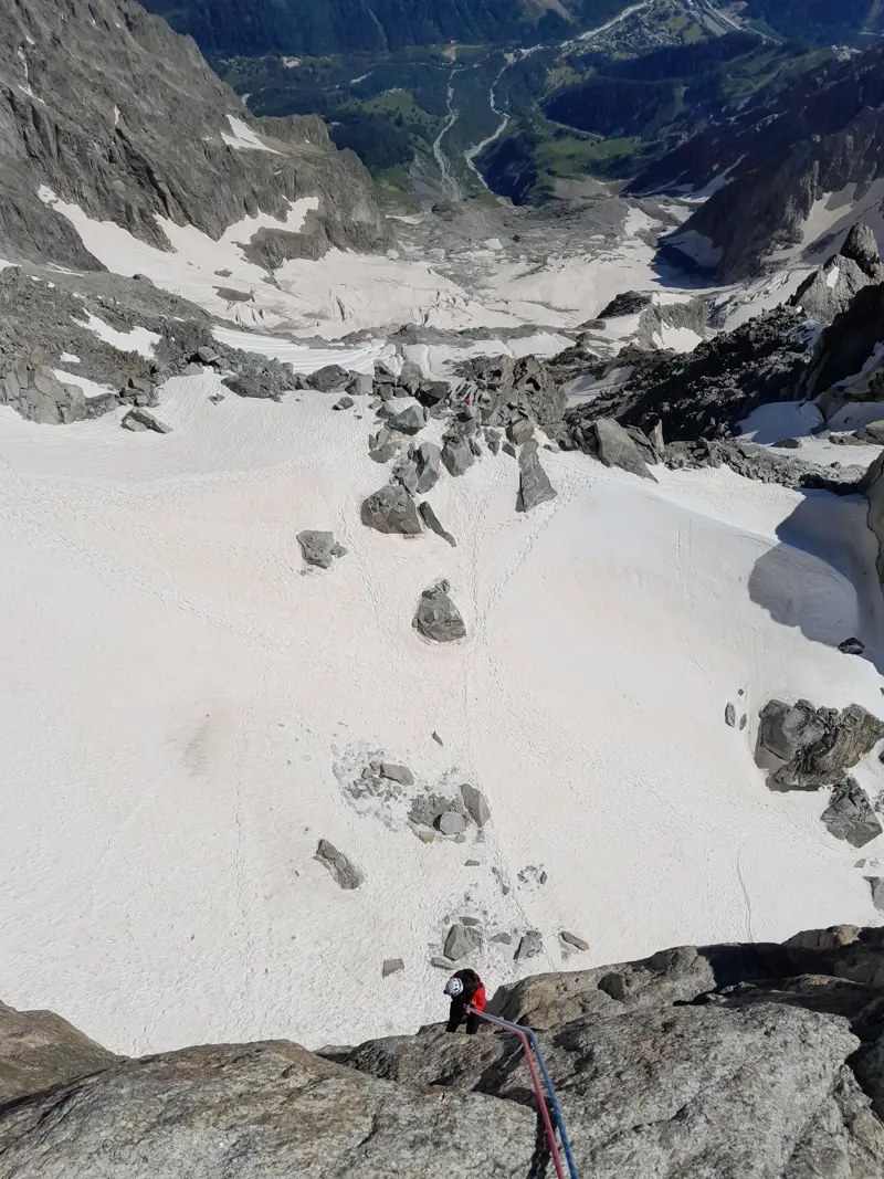 Rappelling off the Dent du Géant
