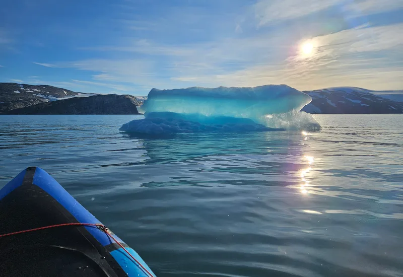 An iceberg stranded on the reservoir shore