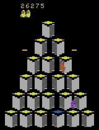 Q-bert level — blue cubes