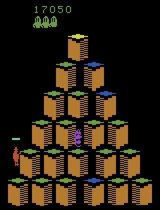 Q-bert level — green cubes